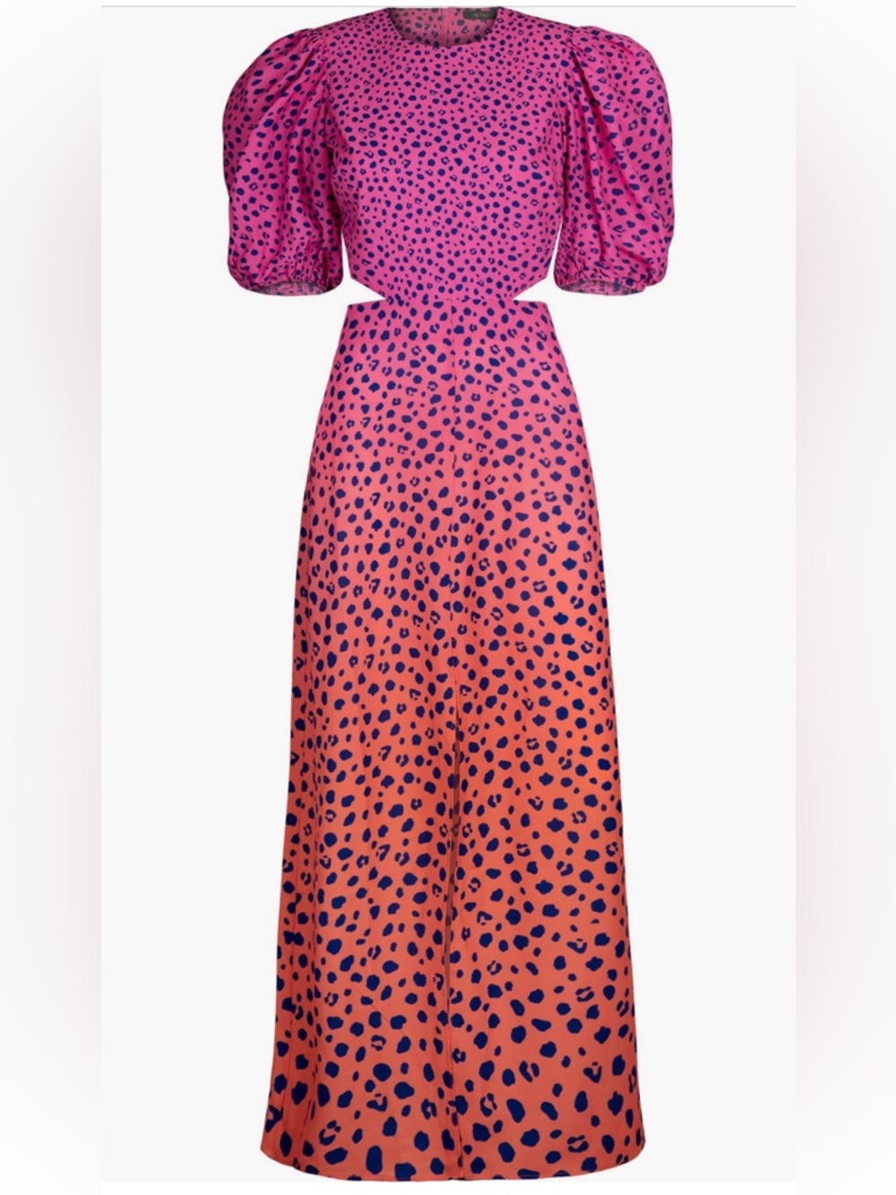 AFRM Pink and Blue Maxi Dress with Puff Sleeves